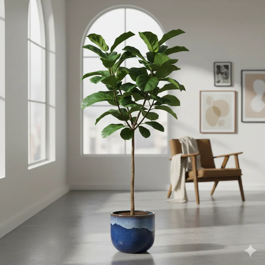 Fiddle Leaf Fig tree with large violin-shaped leaves